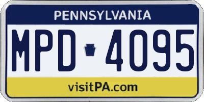 PA license plate MPD4095