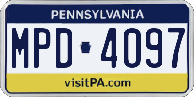 PA license plate MPD4097