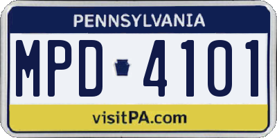 PA license plate MPD4101