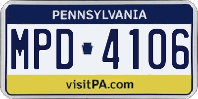 PA license plate MPD4106