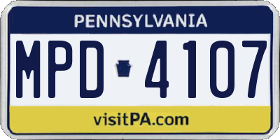 PA license plate MPD4107