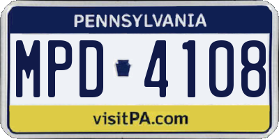 PA license plate MPD4108