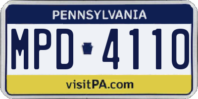 PA license plate MPD4110