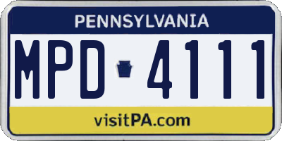 PA license plate MPD4111