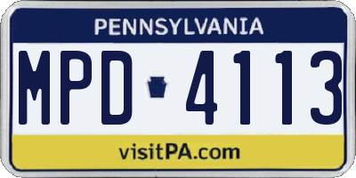 PA license plate MPD4113