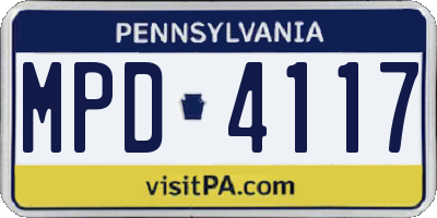 PA license plate MPD4117