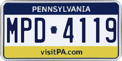 PA license plate MPD4119