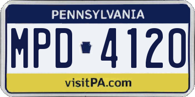 PA license plate MPD4120