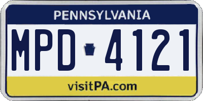 PA license plate MPD4121