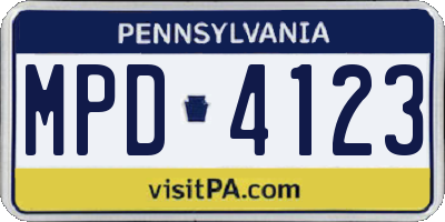 PA license plate MPD4123