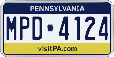 PA license plate MPD4124