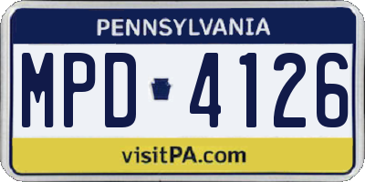 PA license plate MPD4126