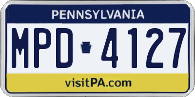 PA license plate MPD4127
