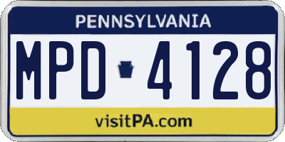 PA license plate MPD4128