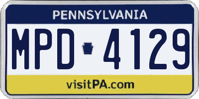 PA license plate MPD4129