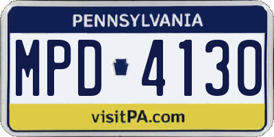 PA license plate MPD4130