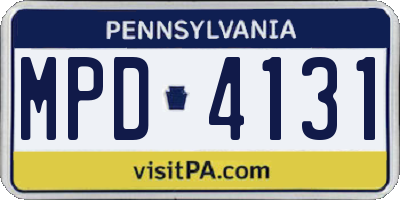 PA license plate MPD4131