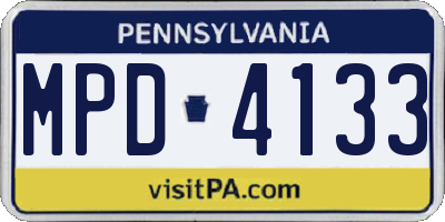 PA license plate MPD4133