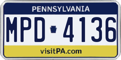 PA license plate MPD4136
