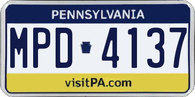 PA license plate MPD4137