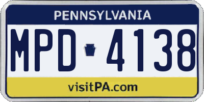 PA license plate MPD4138