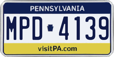 PA license plate MPD4139