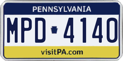 PA license plate MPD4140