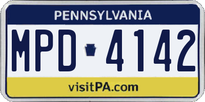 PA license plate MPD4142