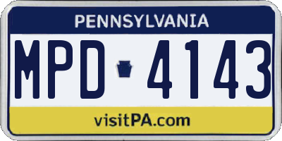 PA license plate MPD4143