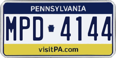 PA license plate MPD4144