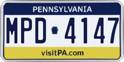 PA license plate MPD4147