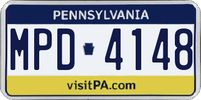 PA license plate MPD4148