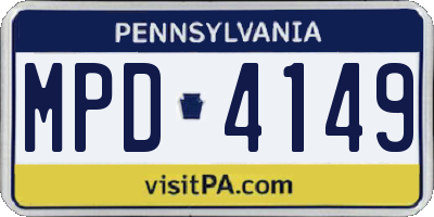 PA license plate MPD4149