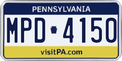 PA license plate MPD4150