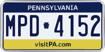 PA license plate MPD4152