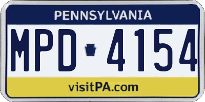 PA license plate MPD4154