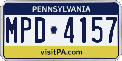 PA license plate MPD4157