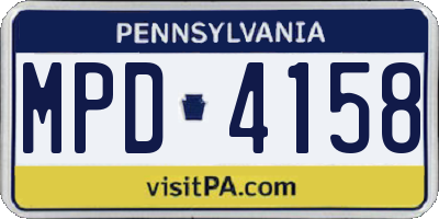 PA license plate MPD4158
