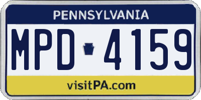 PA license plate MPD4159
