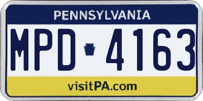 PA license plate MPD4163