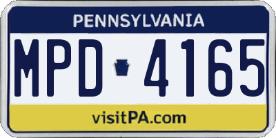 PA license plate MPD4165