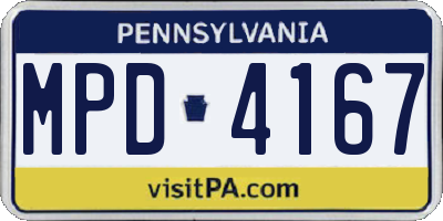PA license plate MPD4167