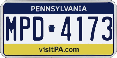 PA license plate MPD4173