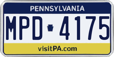 PA license plate MPD4175