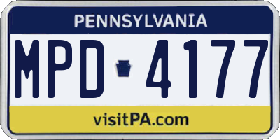 PA license plate MPD4177