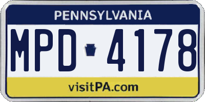 PA license plate MPD4178
