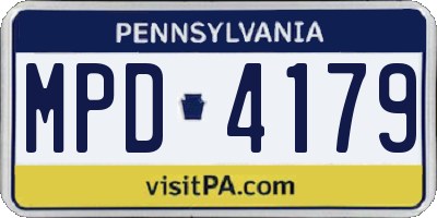 PA license plate MPD4179