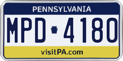 PA license plate MPD4180