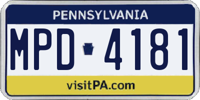 PA license plate MPD4181