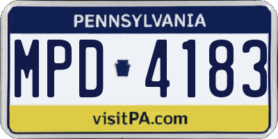 PA license plate MPD4183